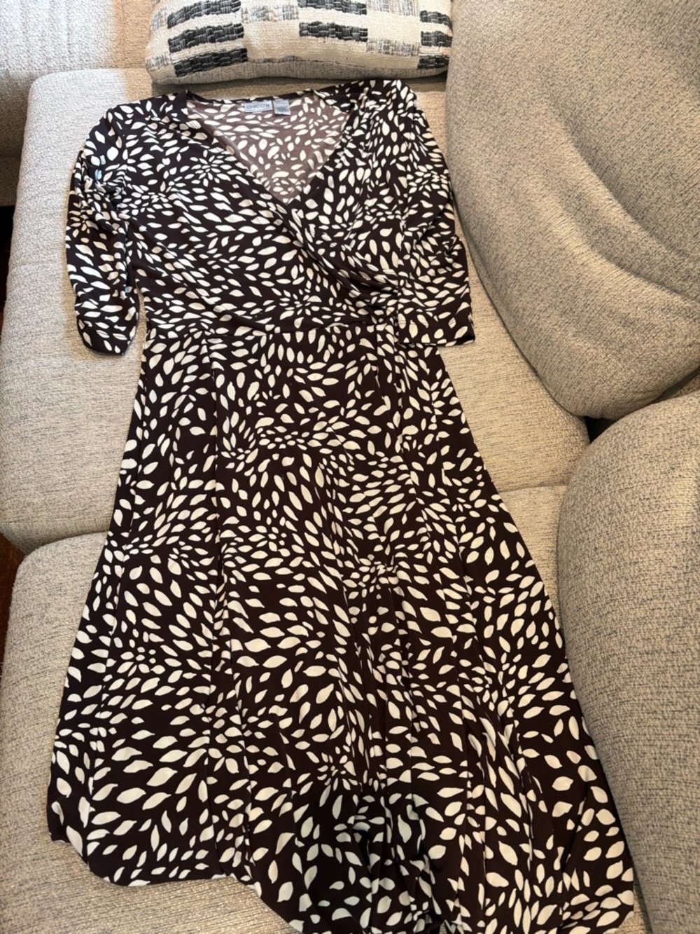 Chico's Black and White Printed Midi Wrap Dress
